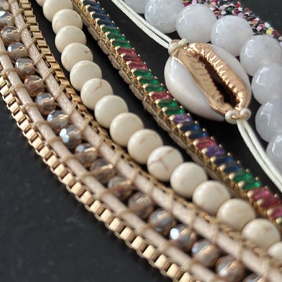 Victoria Emerson Reno Boho Cuff Bracelet – Mixed Beads, Shell, Glitter - Picture 6 of 8